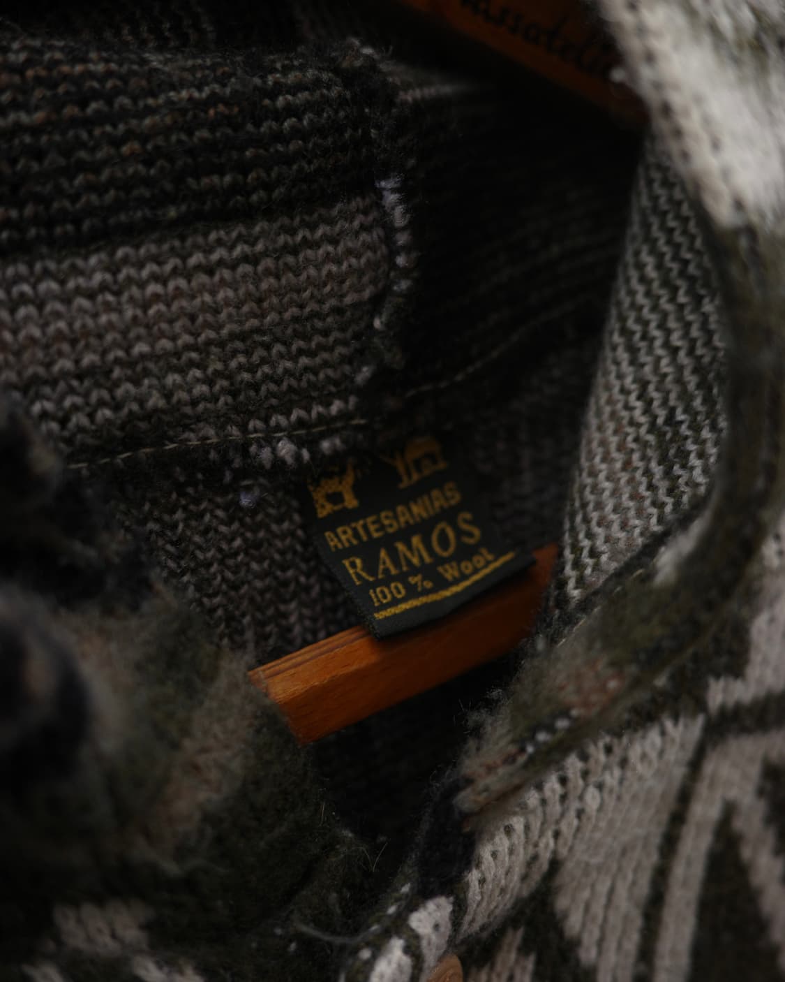 빈티지 아즈텍 패턴 헤어리 울 알파카 후드 니트 상품이미지3