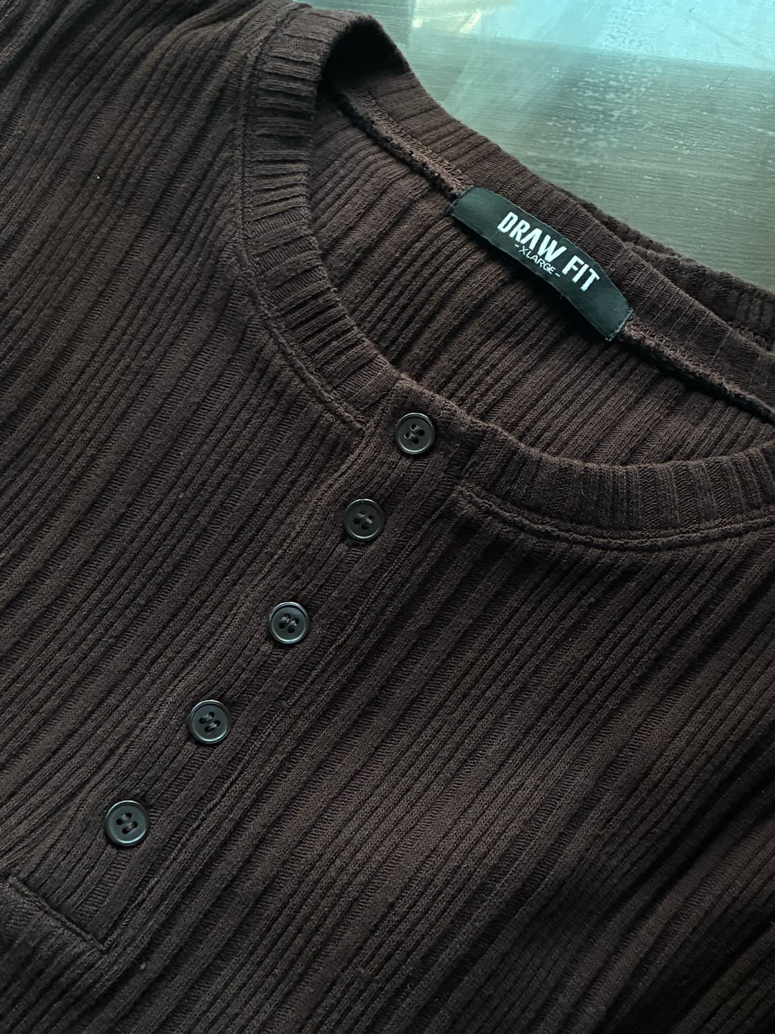 (XL) 드로우핏 리브드 헨리넥 티셔츠 [BROWN] 판매 상품이미지9