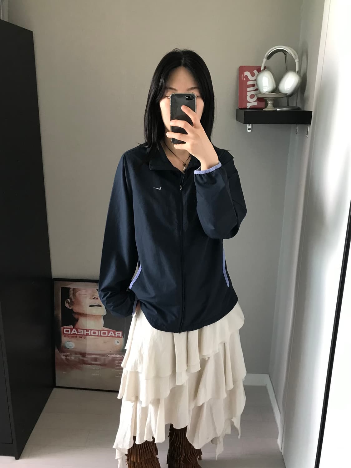 나이키 00년대 올드스쿨 스우시 네이비 바람막이 자켓 상품이미지3
