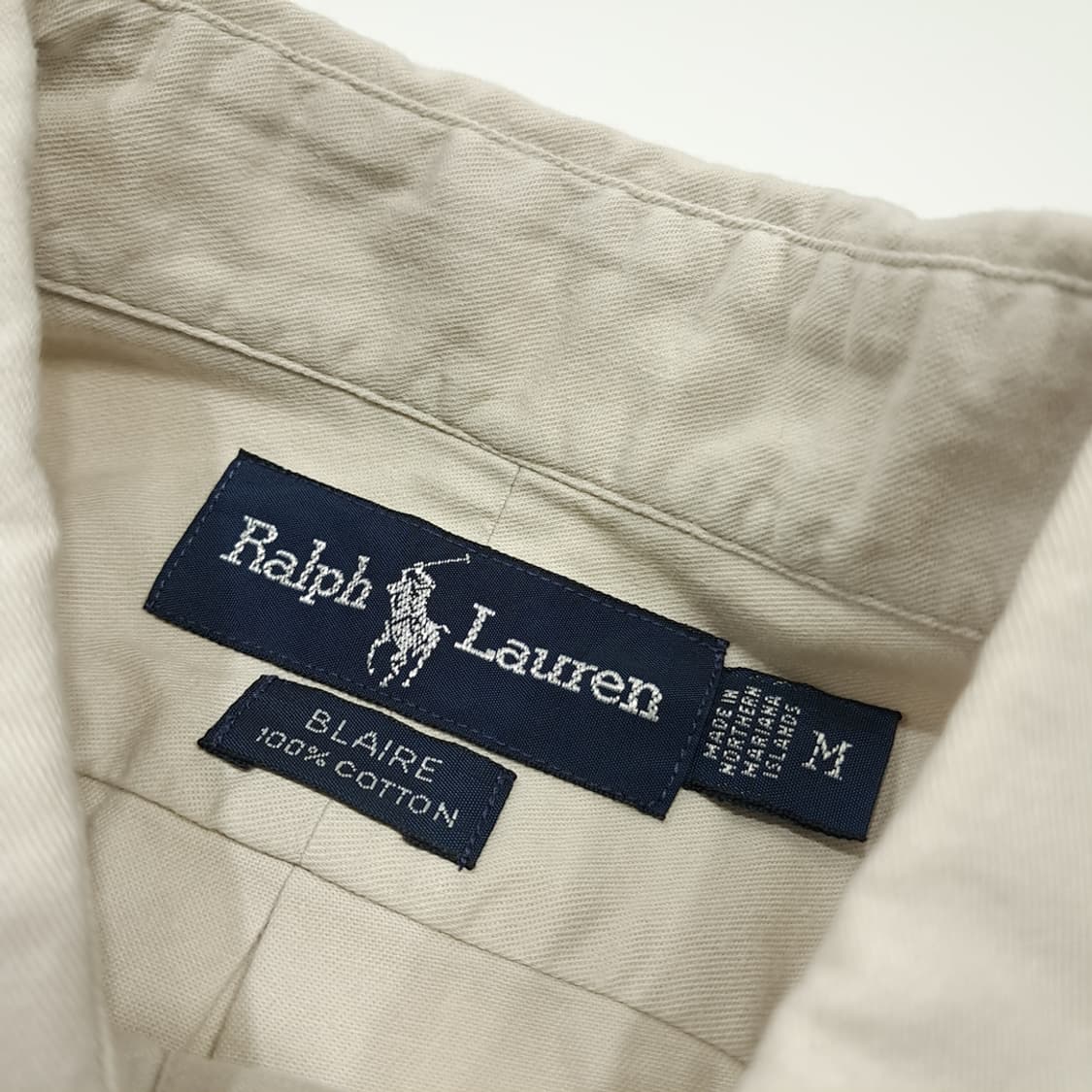 CK154 M 폴로 90s 미국판 치노트윌 라이트베이지 셔츠 남방 상품이미지3