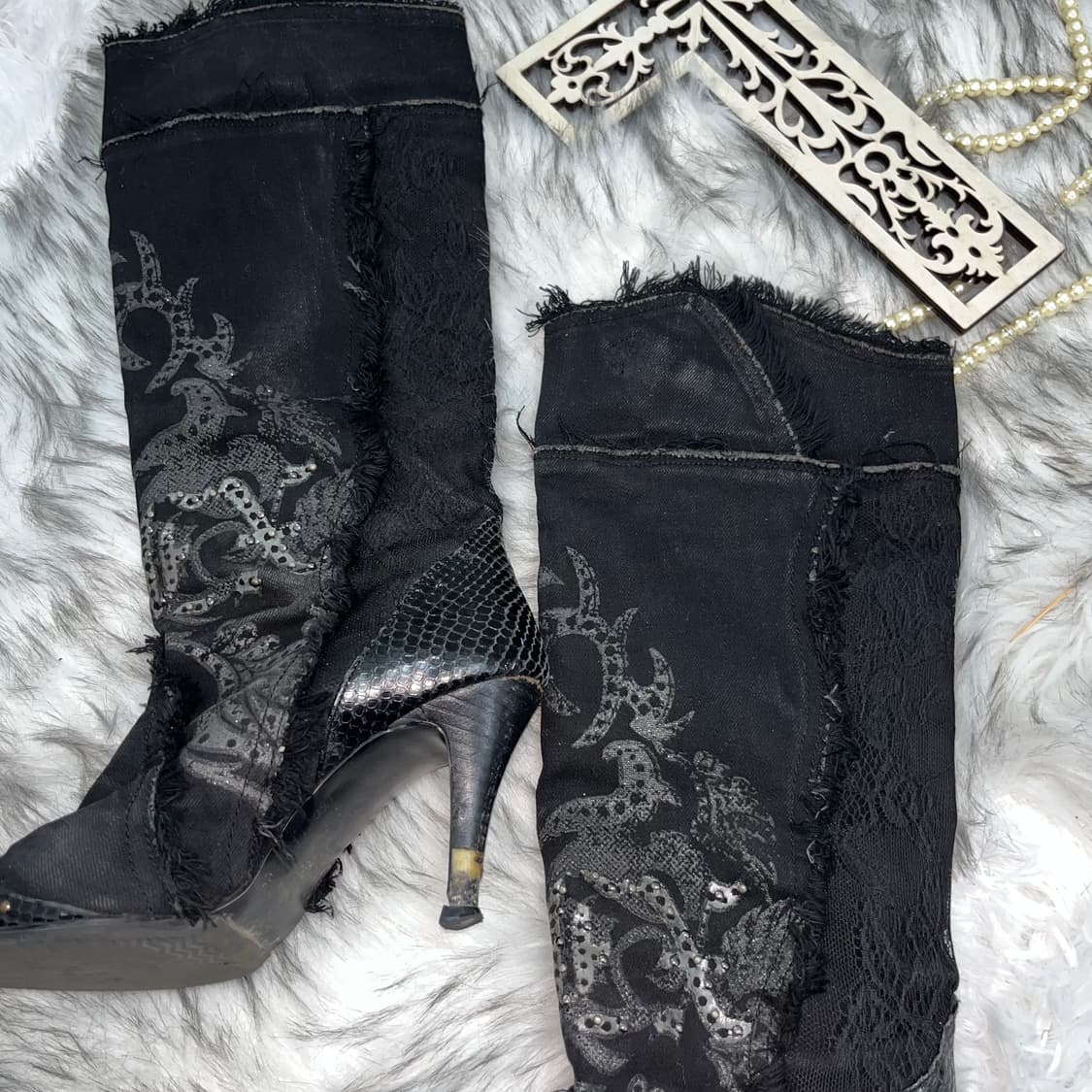 빈티지 그런지 웨스턴 부츠힐 상품이미지2