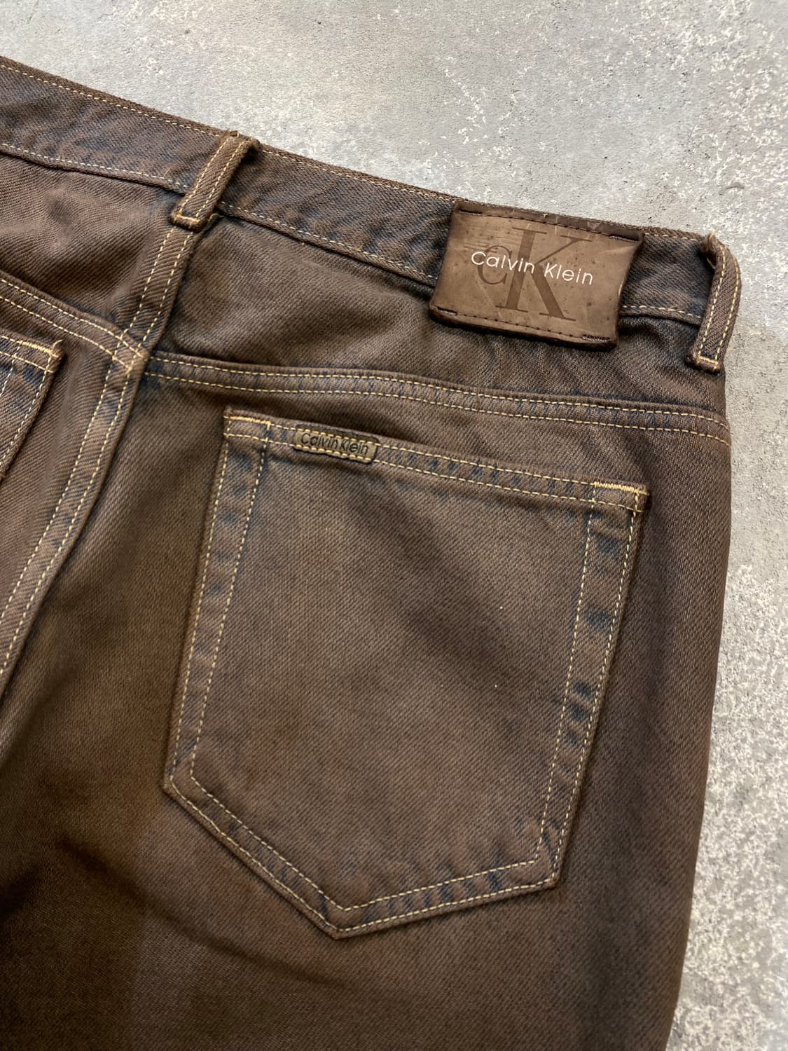 [31] 90-00s CK 캘빈클라인 브라원 워시드 레귤러핏 데님팬츠 상품이미지7