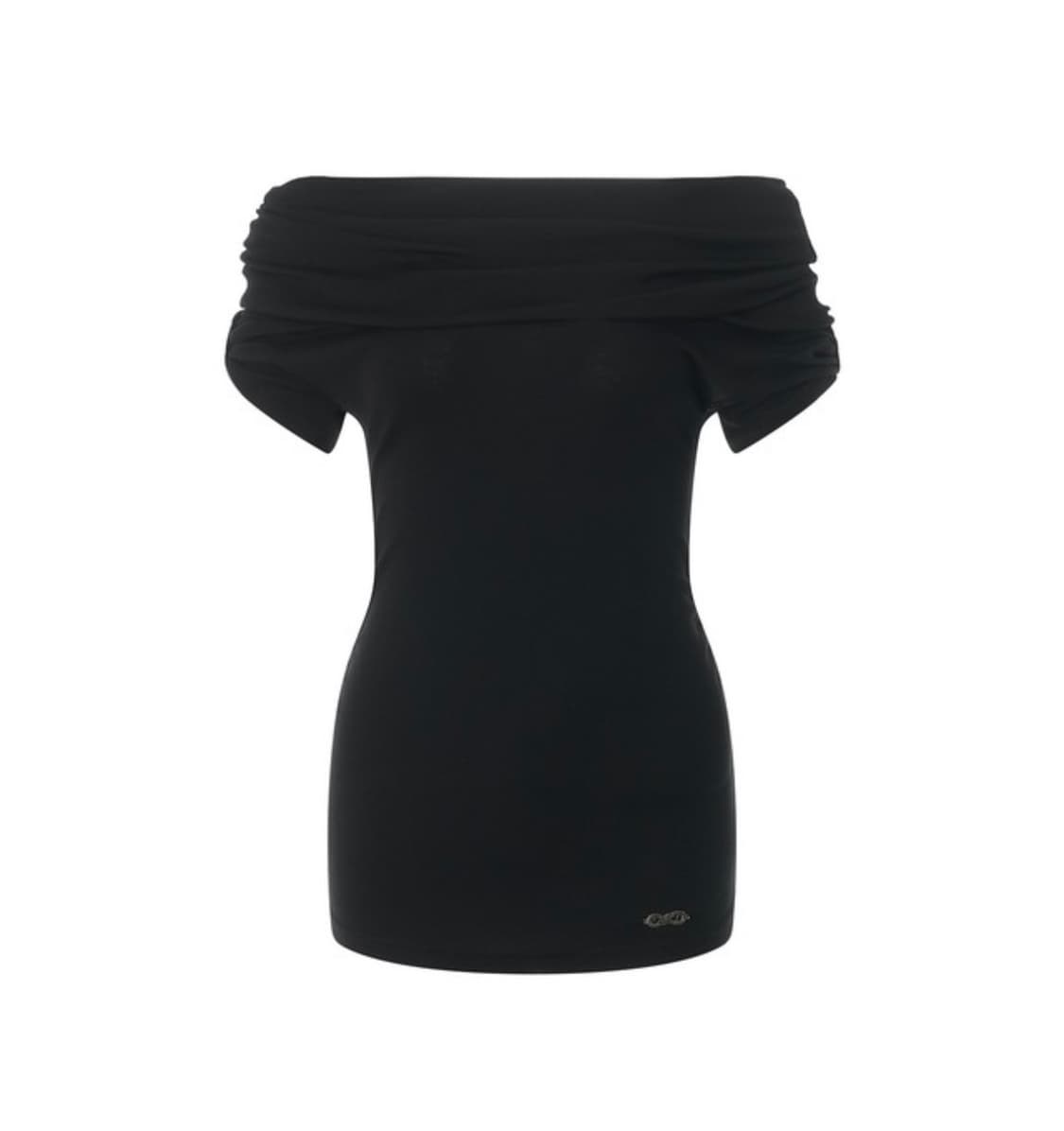 draped neck off shoulder hoodie top 상품이미지1