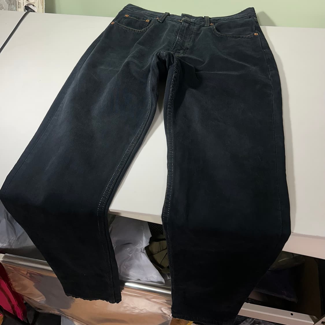 S-M 리바이스534 메이드인FRANCE 레귤러핏 블랙워시드 데님팬츠 상품이미지3