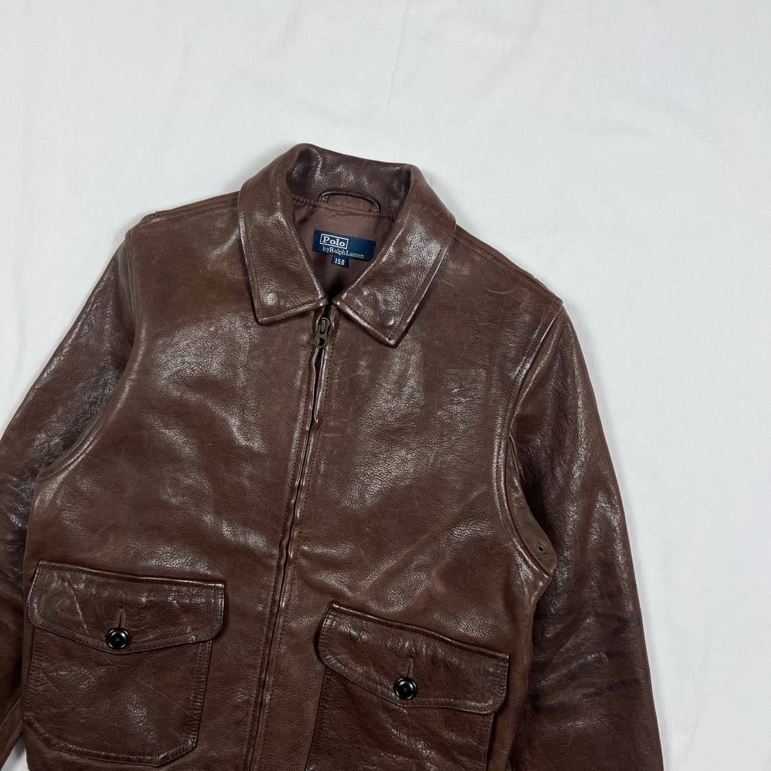 90’s 폴로랄프로렌 카우레더 a-2 가죽자켓 상품이미지2