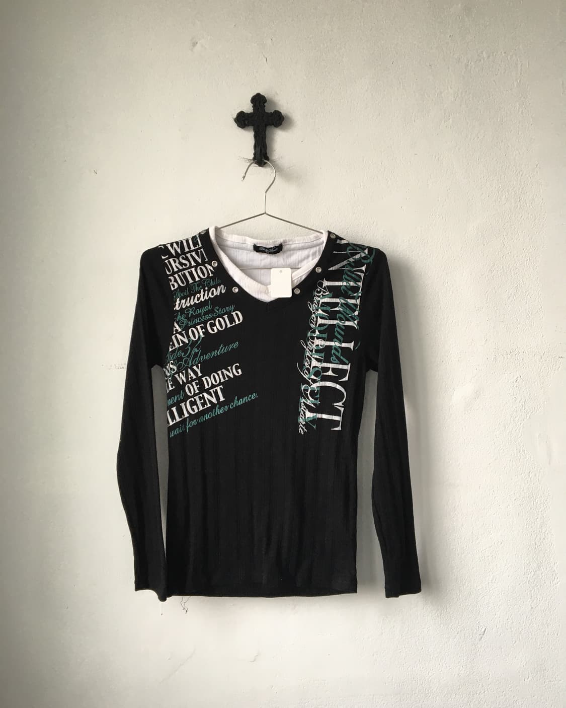 Eyelet point printing ribbed sleeve 상품이미지2