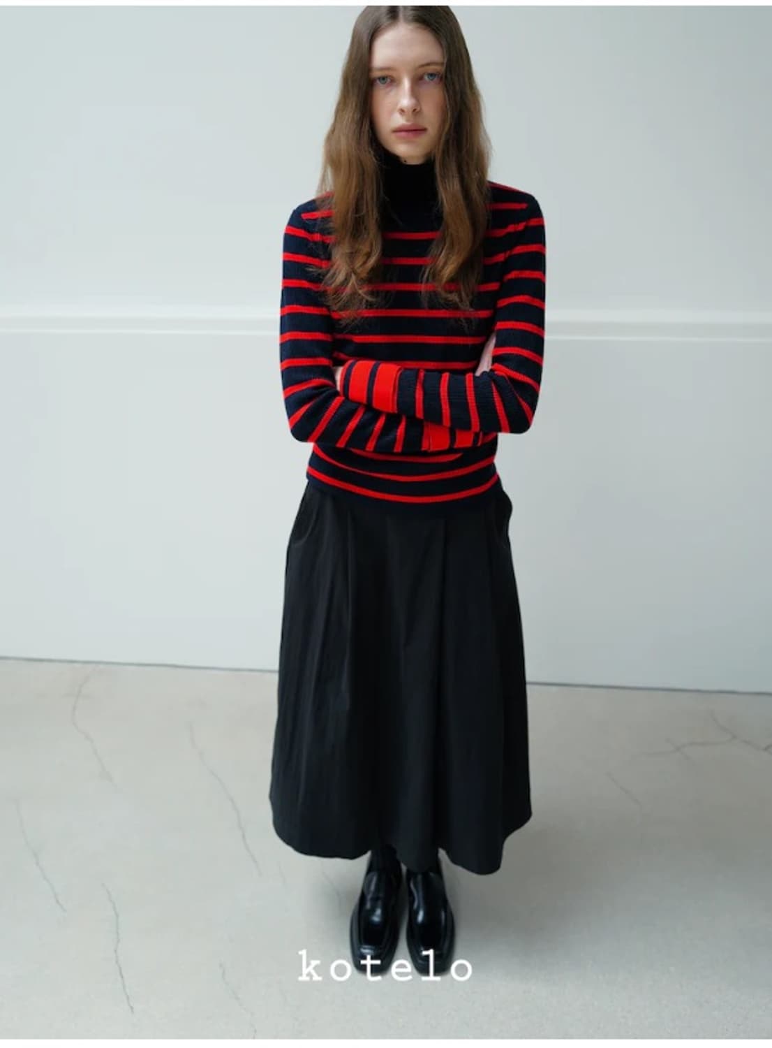 Kotelo 코텔로 코튼 플레어 스커트 블랙 상품이미지1