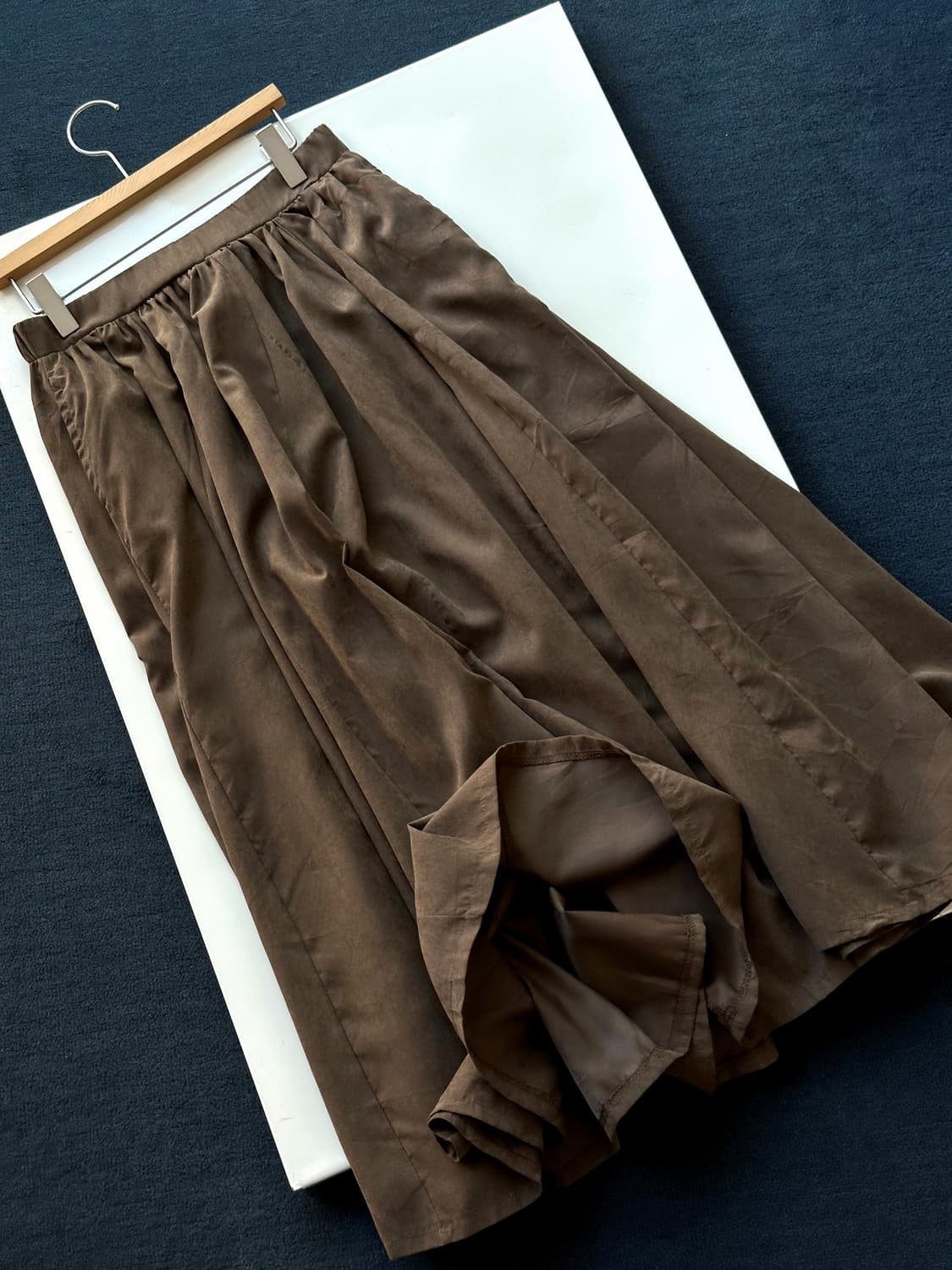 Washed peach skin fabric wide skirt 상품이미지4