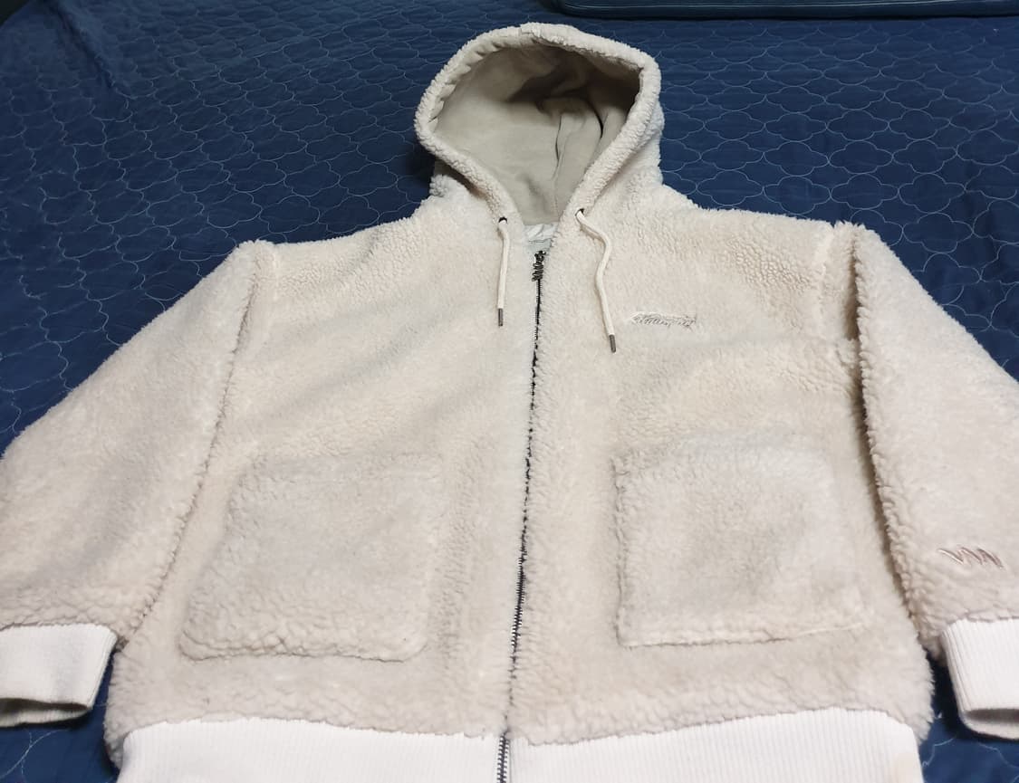 더블유브이프로젝트 오버핏 뽀글이 후드 짚업자켓 아이보리(M) 상품이미지1