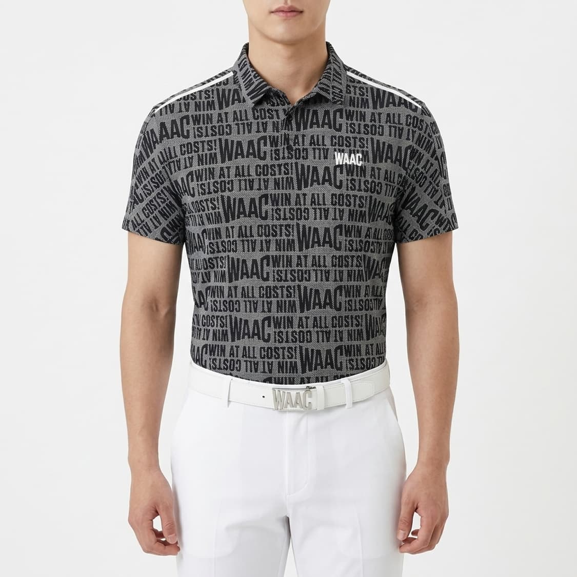 [정품] 왁(WAAC) 남성 슬로건 패턴 반팔 골프 티셔츠 (95/1사이 상품이미지1