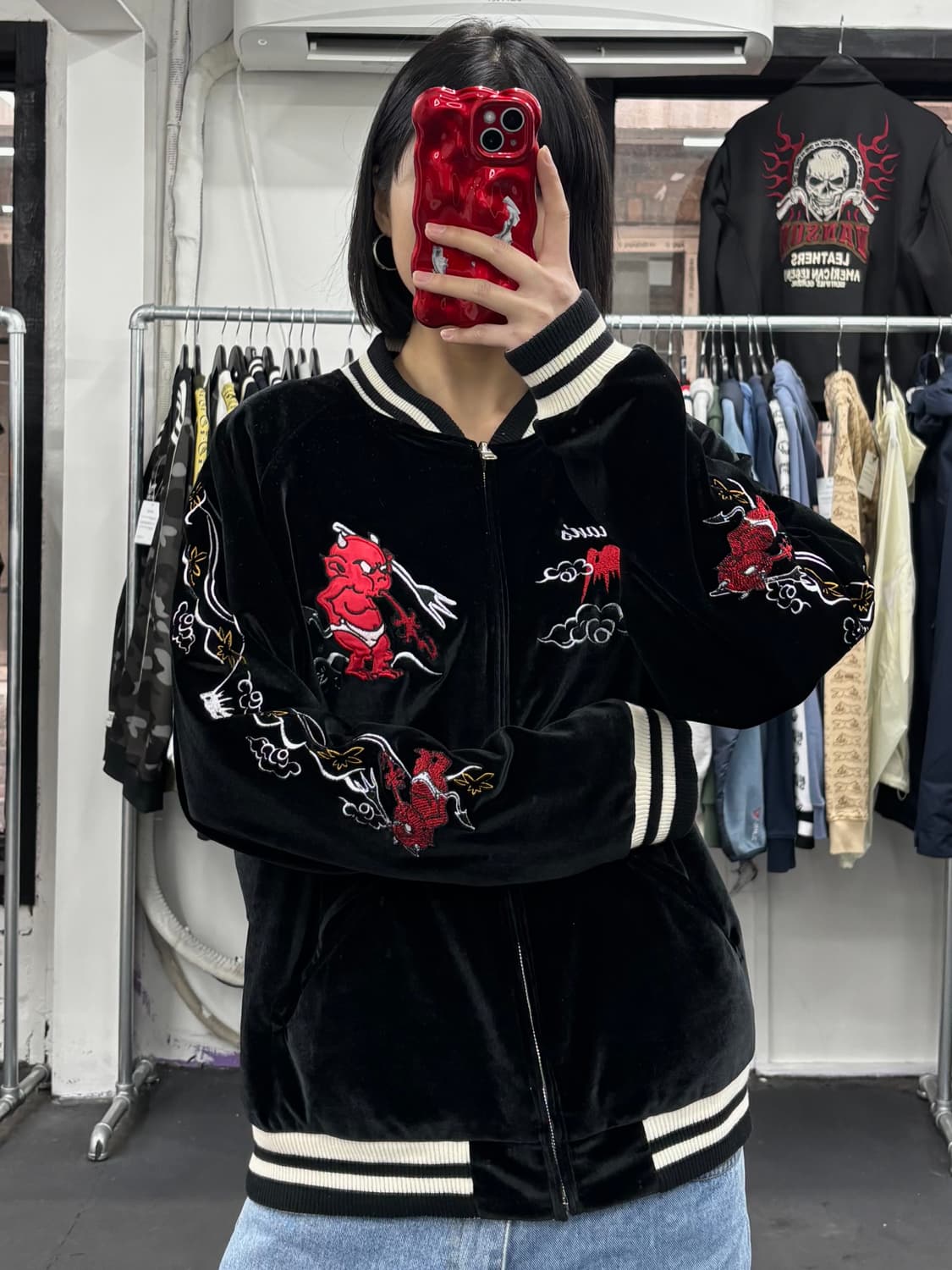 JPN 테드맨 리버시블 벨벳 스카잔 상품이미지4