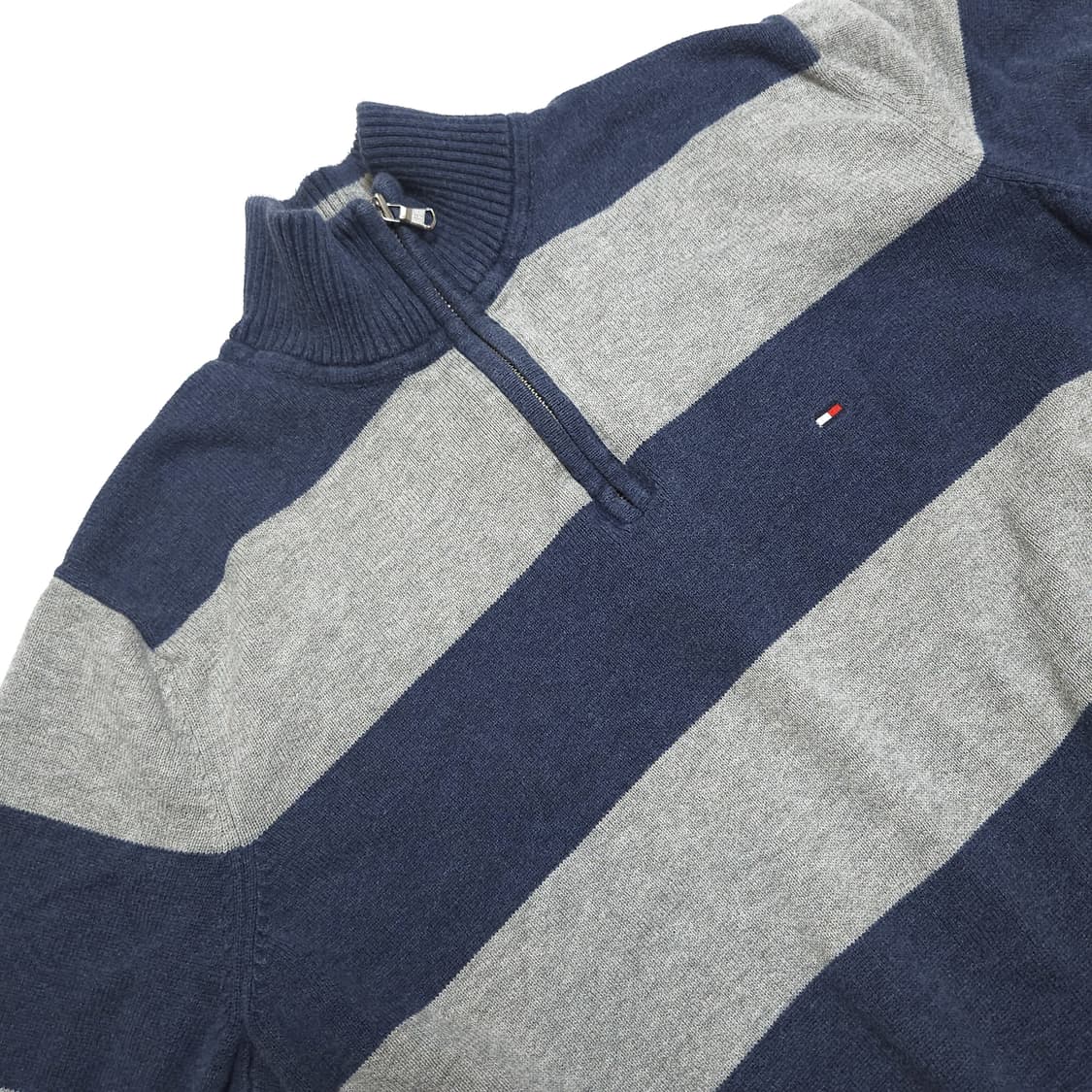 타미힐피거 스트라이프 코튼 하프 집업 니트 상품이미지4