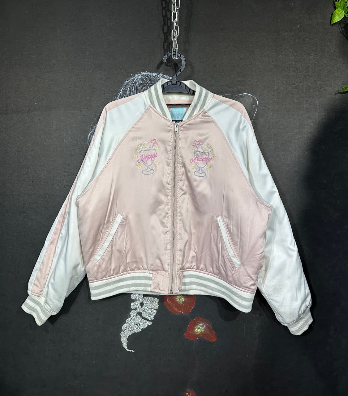 일본빈티지 Air lines 연핑크 자수 파르페 y2k 스카잔 s 57 상품이미지6