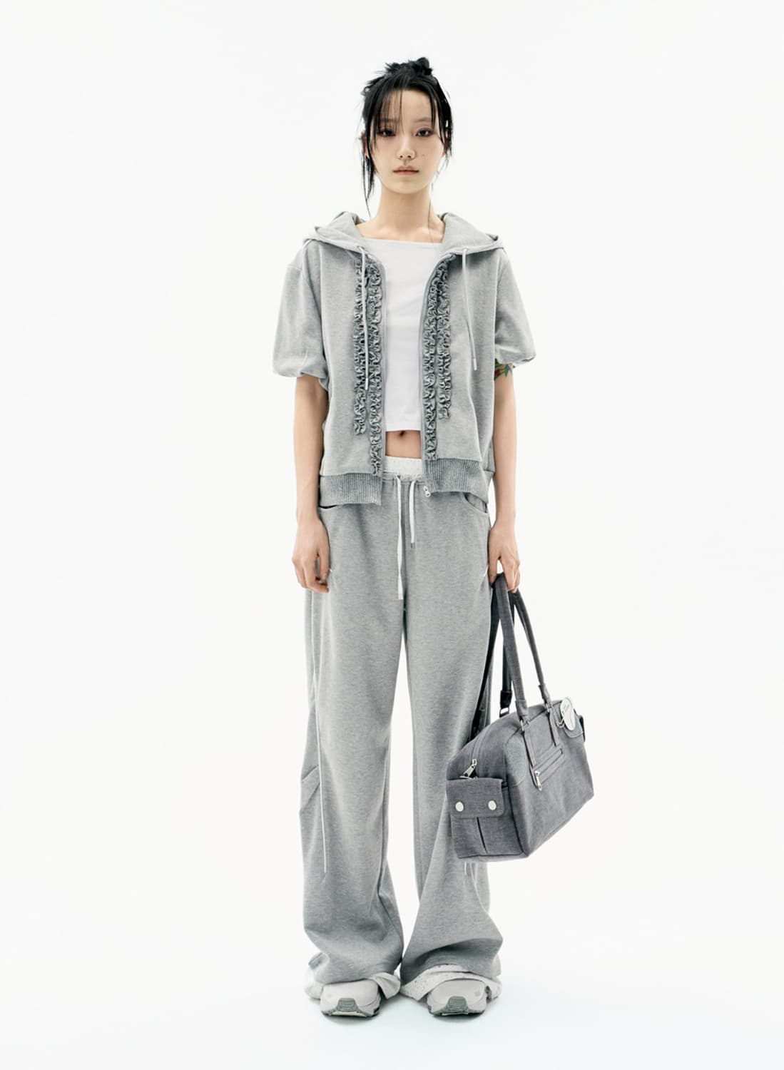 오호스 프릴 저지 자켓 그레이 상품이미지1