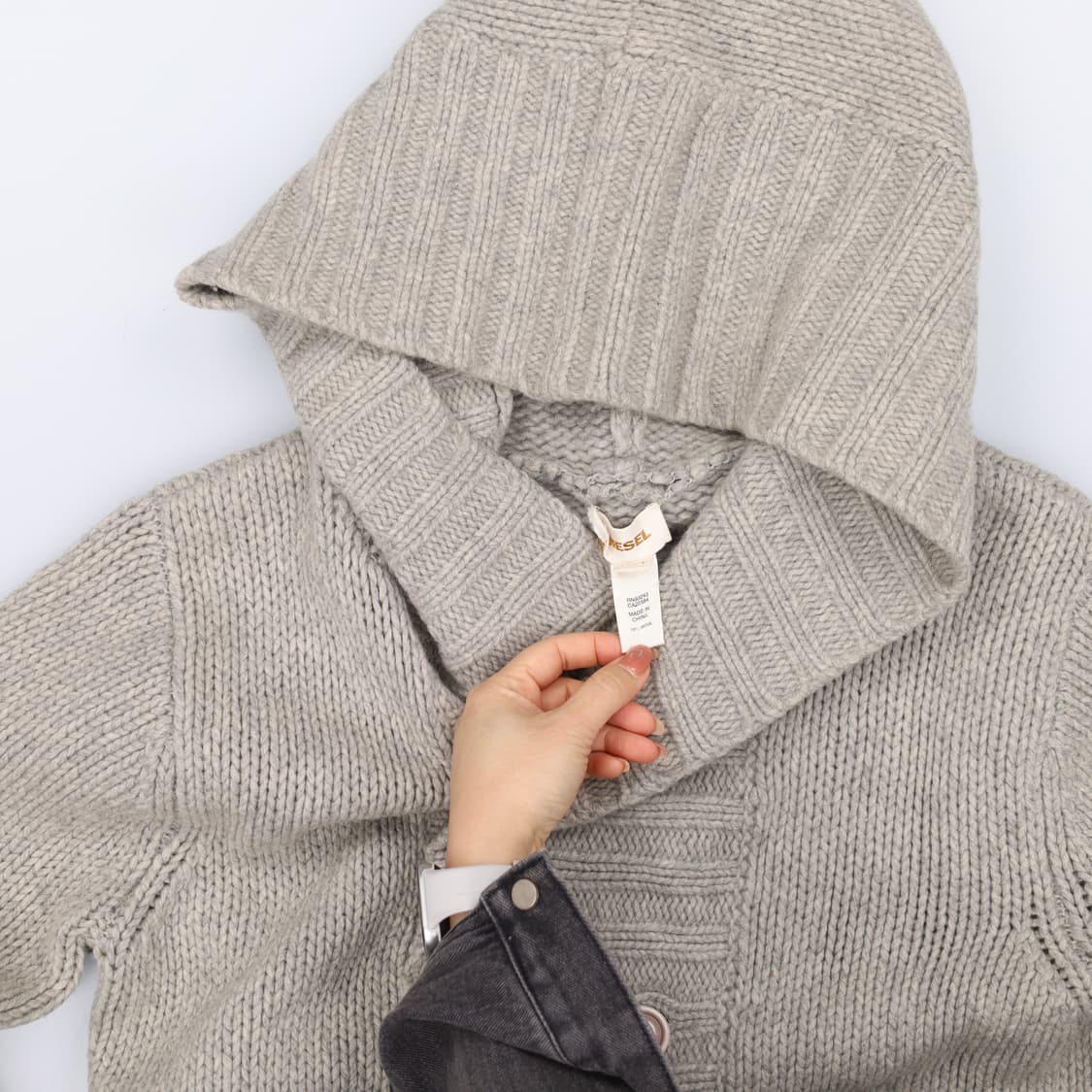 [L] 디젤 울 니트 케이프 후드 가디건 0106J 상품이미지4