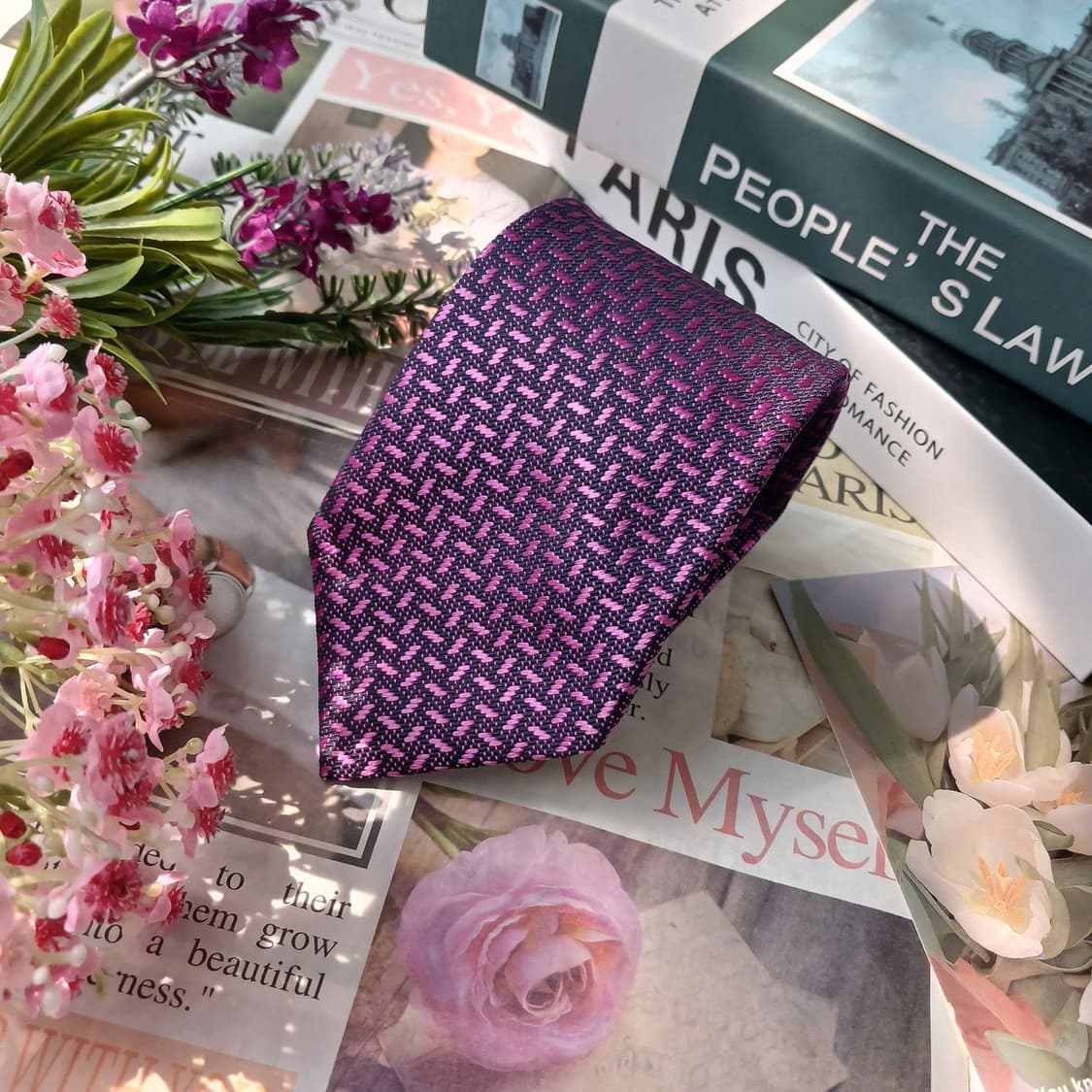 에르메네질도 제냐 퍼플 자카드 패턴 넥타이 8.6cm A+등급 E861
 상품이미지4