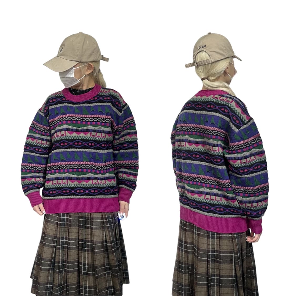 일본 빈티지 핑크 모리걸 케이블 니트 스웨터  상품이미지1