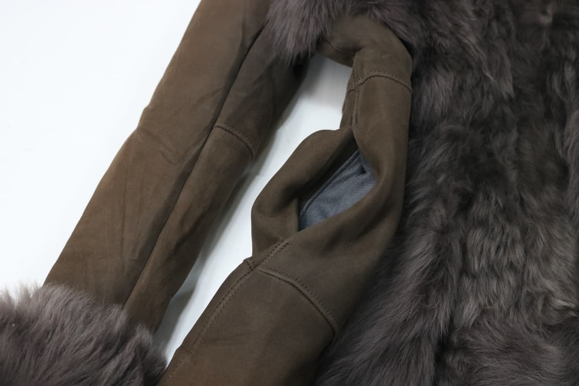 빈티지 브라운 리얼 양털 무스탕 롱 코트 (L) 상품이미지5