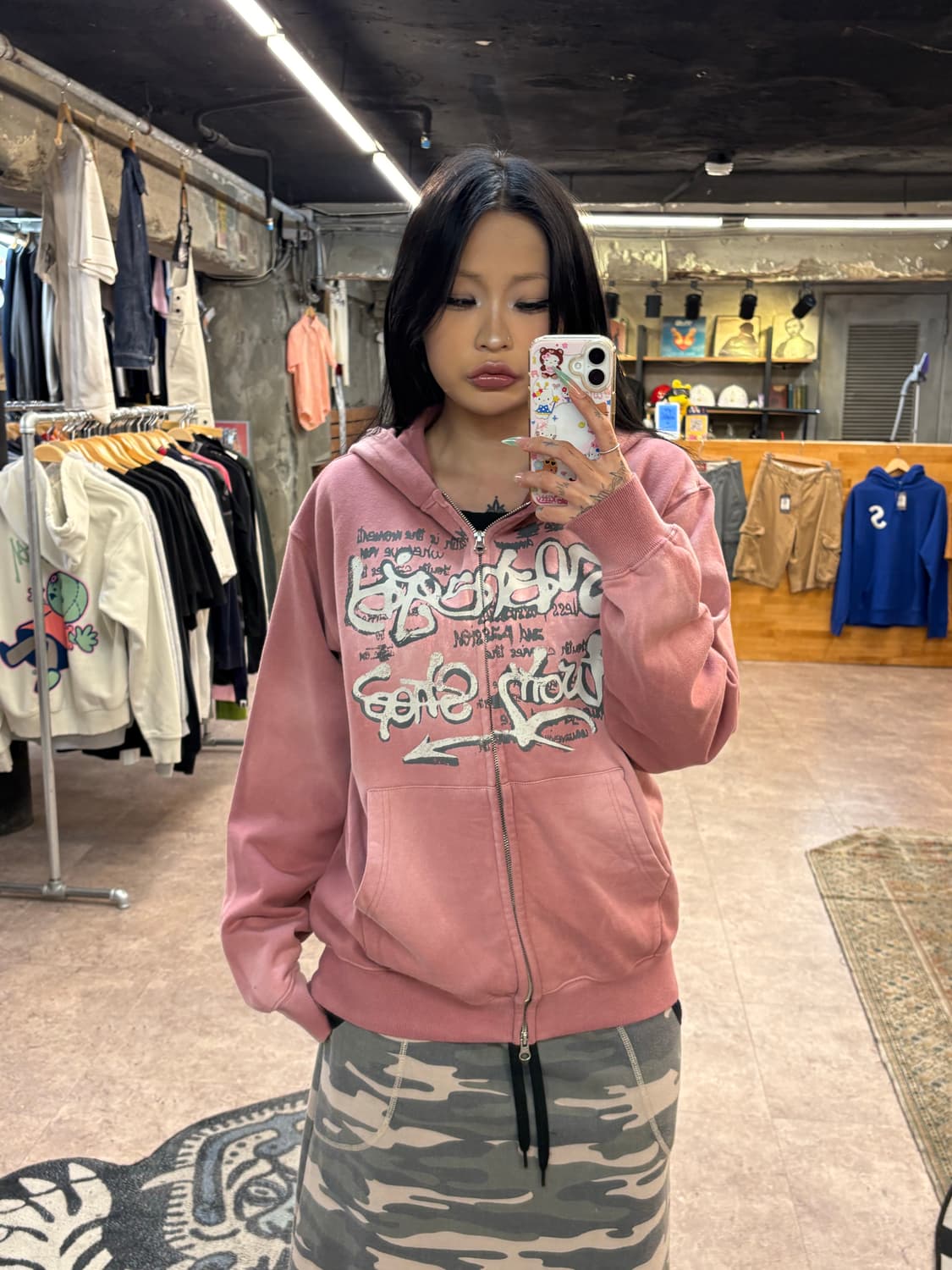 마하그리드 인디 핑크 프린팅 후드집업 #csz4335 상품이미지3