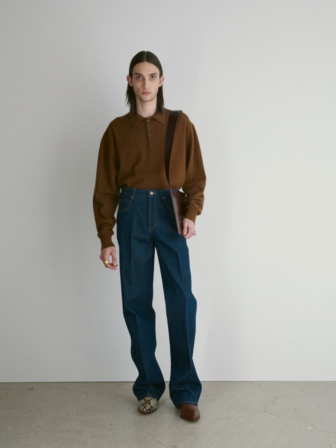 [할인] 렉토 24F/W 오필리아 쉬머 폴로 니트 브릭 브라운 상품이미지2