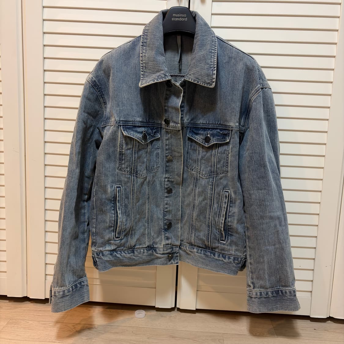 노이어 오버핏 크롭 데님 자켓 (블루)  상품이미지1