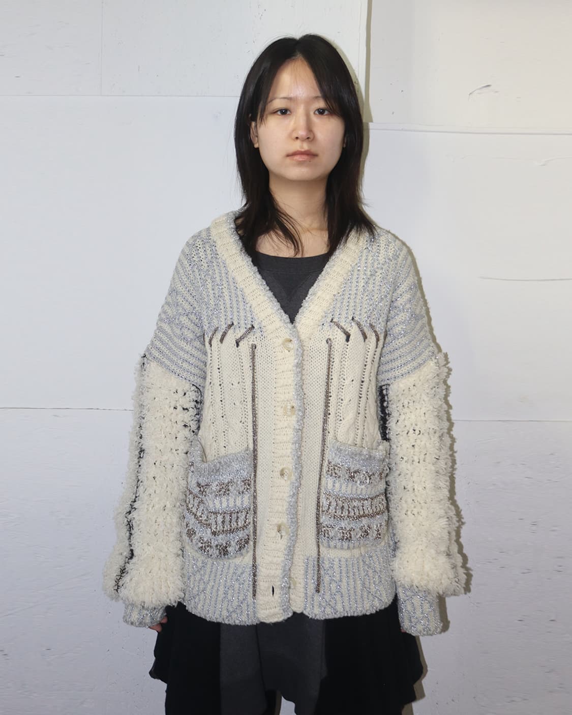 루루무 21AW 스트링 디테일 글리터 실 가디건 상품이미지1