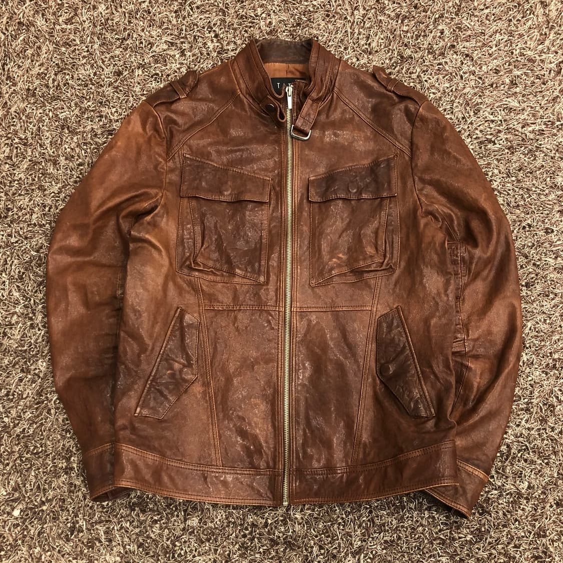 테이트 양가죽 브라운 레더 가죽 자켓 상품이미지1