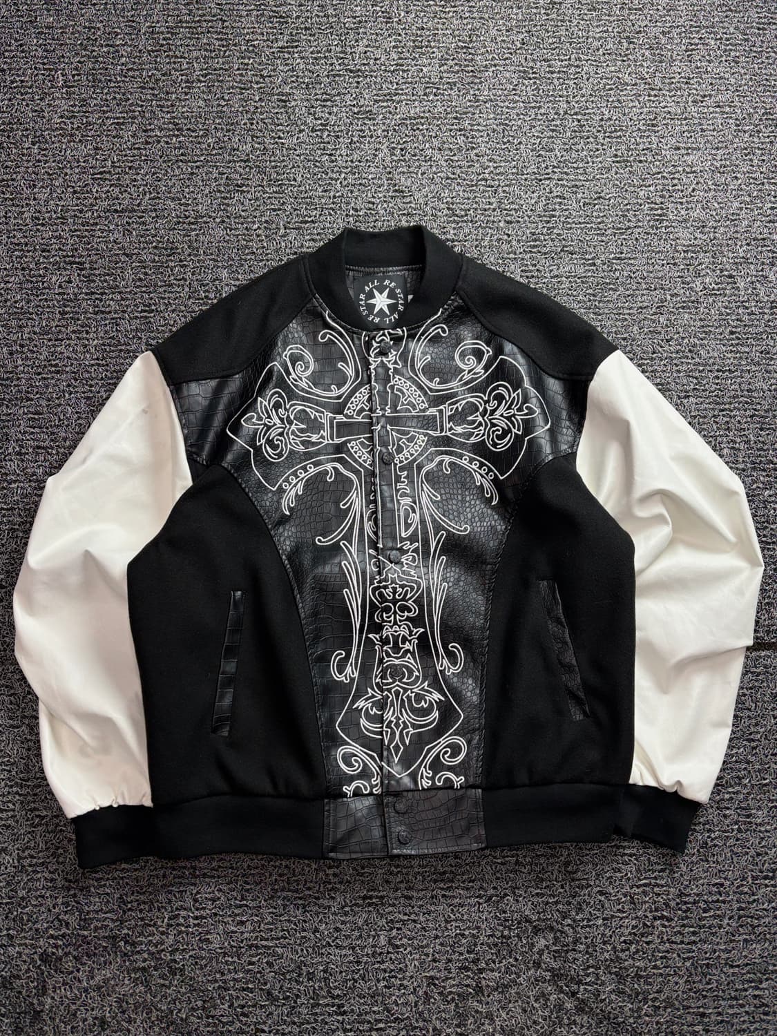빈티지 풀 고딕 크로스 파이톤 레더 스타디움 자켓 2648 상품이미지2