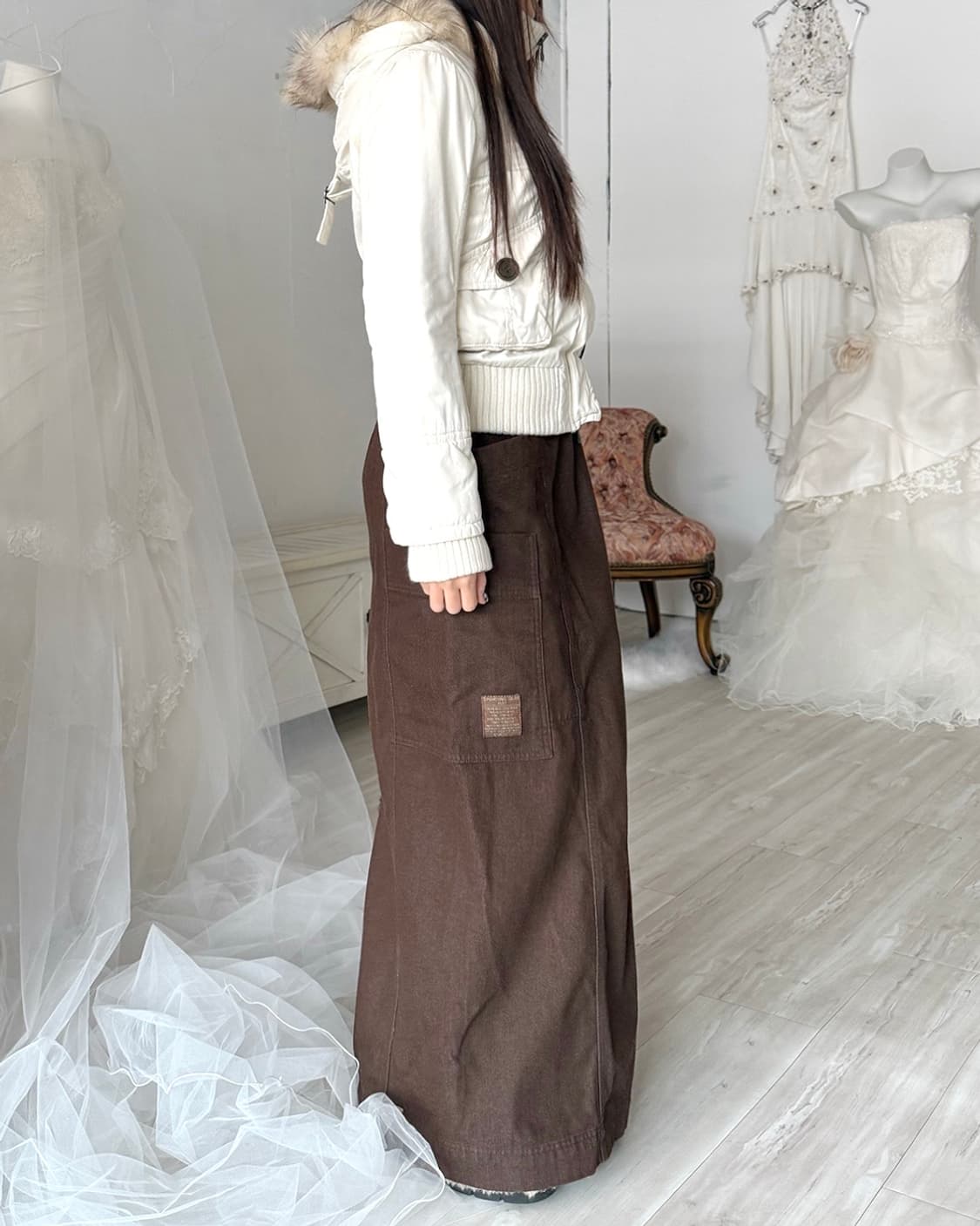 HAI by ISSEYMIYAKE brown Maxi long skirt 상품이미지5