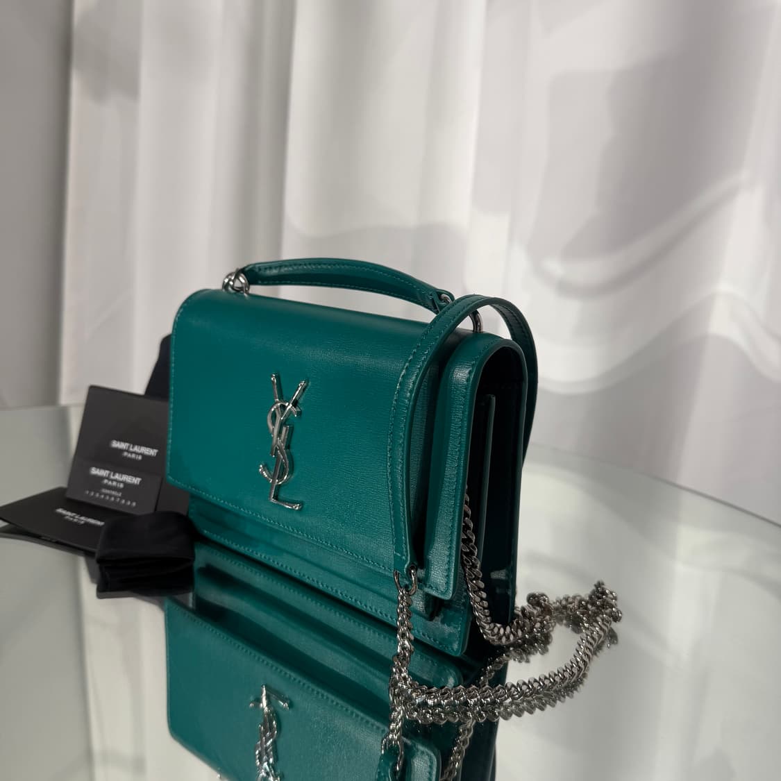 [정품] 생로랑 YSL 실버 모노그램 체인 월렛 선셋 미니백 상품이미지4