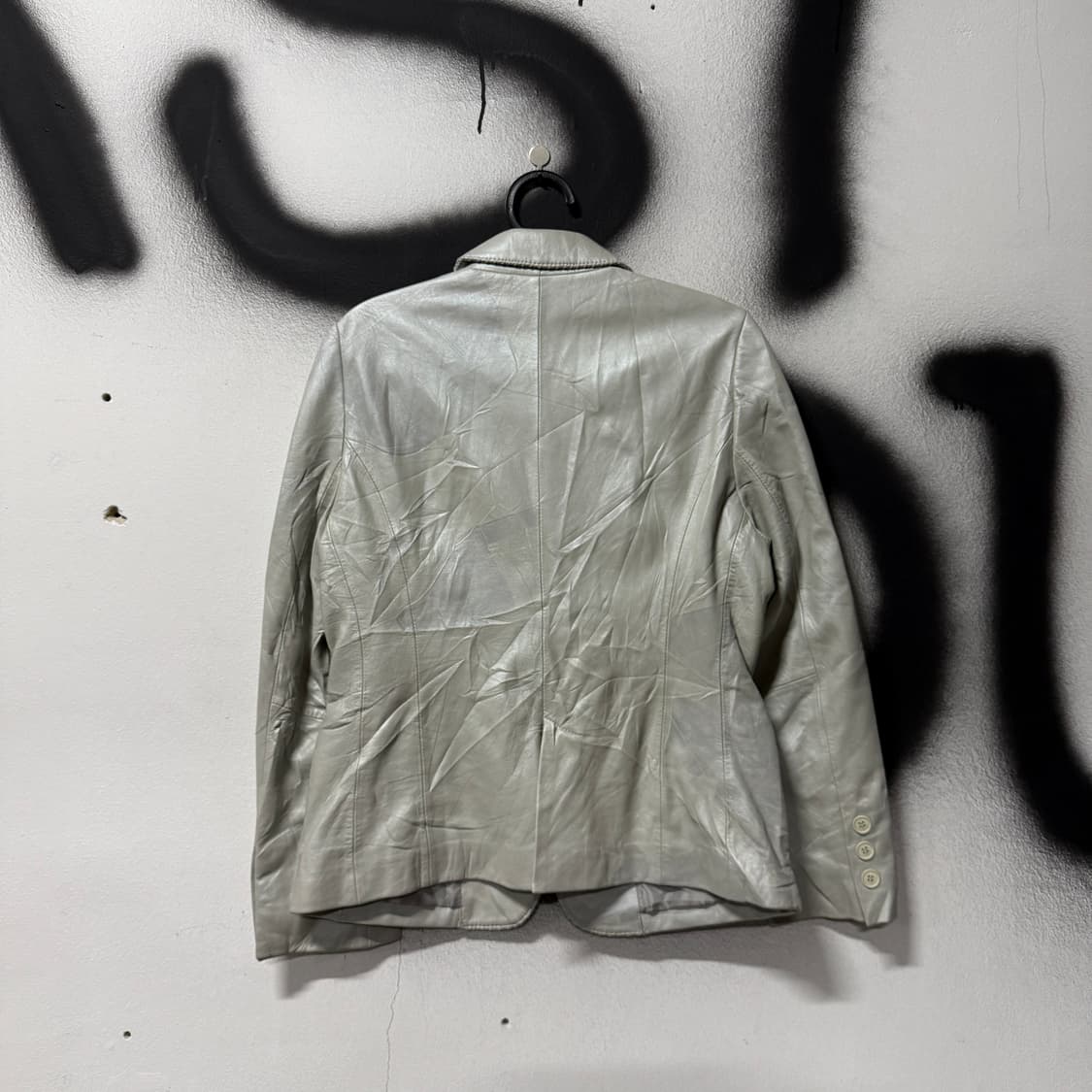 VTG 빈티지 100%쉽스킨 스티치 디테일 실버 양가죽 싱글 자켓 상품이미지2