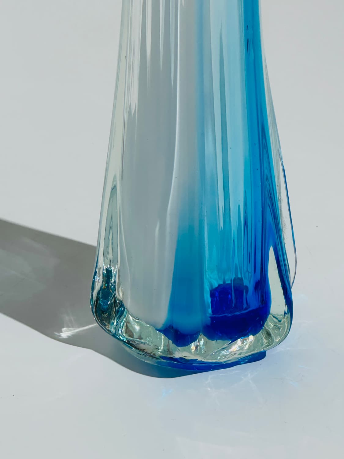 일본 빈티지 TGK Pine 아트글라스 블루 아주르 화병 상품이미지5