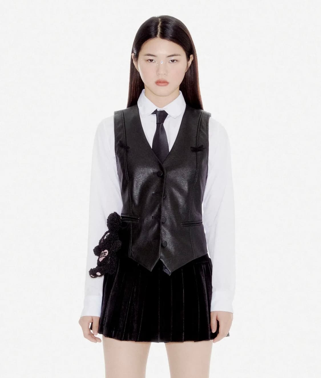 Youhee 리본 가죽조끼 leather vest 새상품 상품이미지1