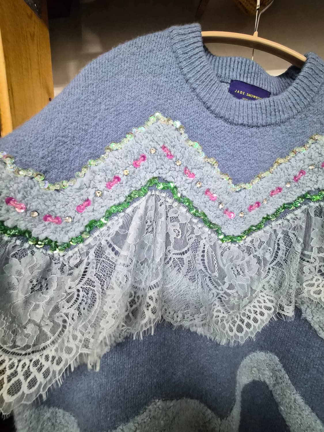 제이드쇼룸 레이스니트. jeikei퍼플 랩 스커트 상품이미지3