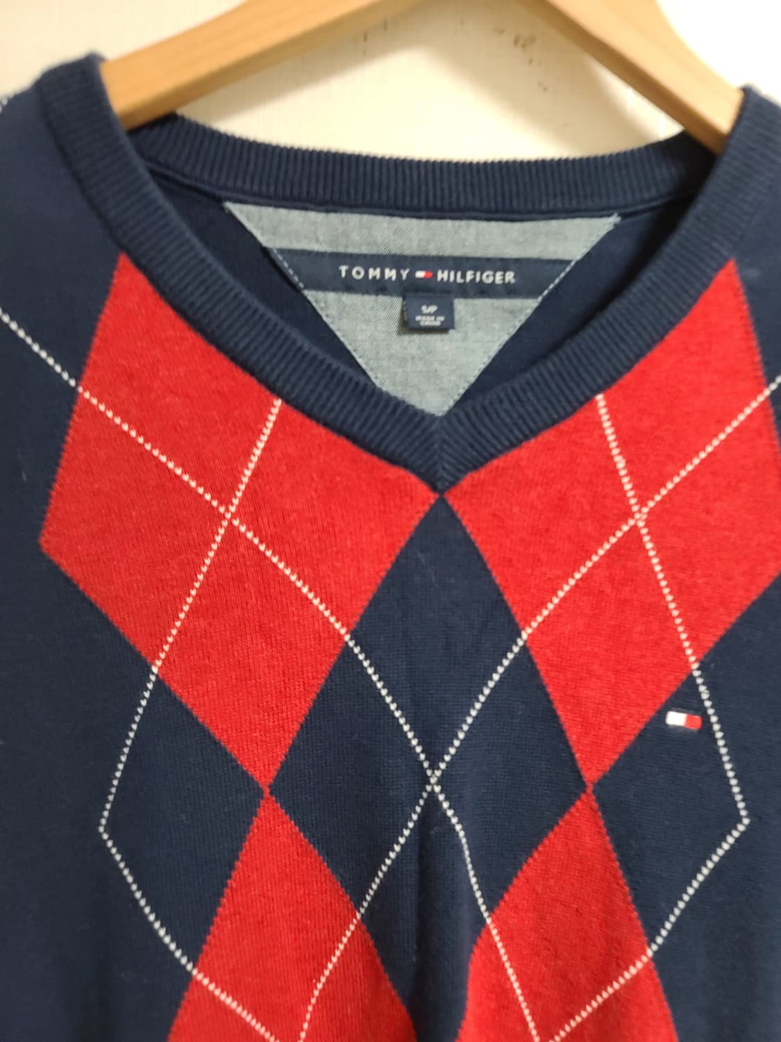 타미힐피거 아가일 V넥 니트 S 55적당 상품이미지4