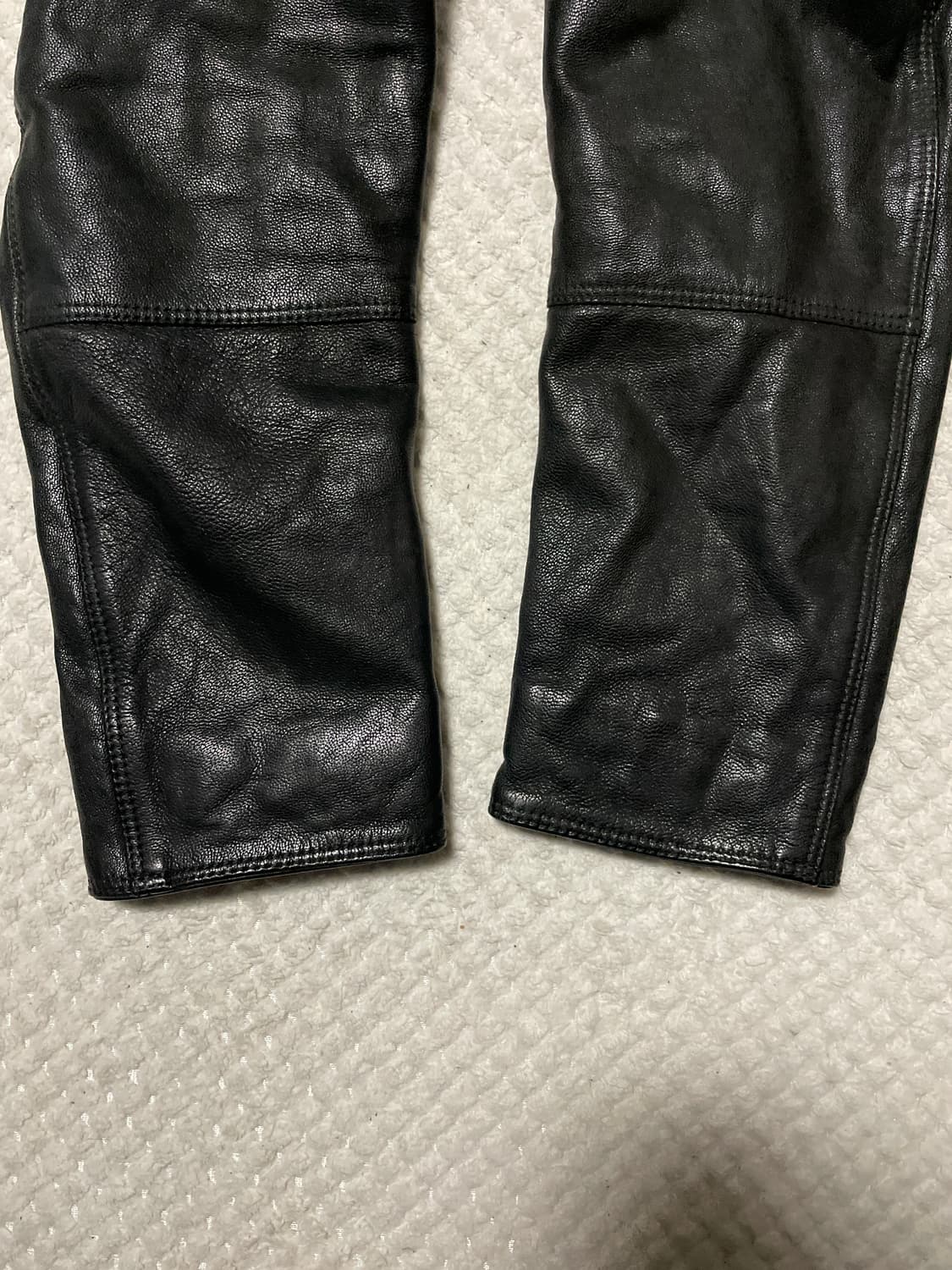 커스텀 멜로우 웨스턴 무드 염소가죽 절개 레더 블루종 자켓 상품이미지8