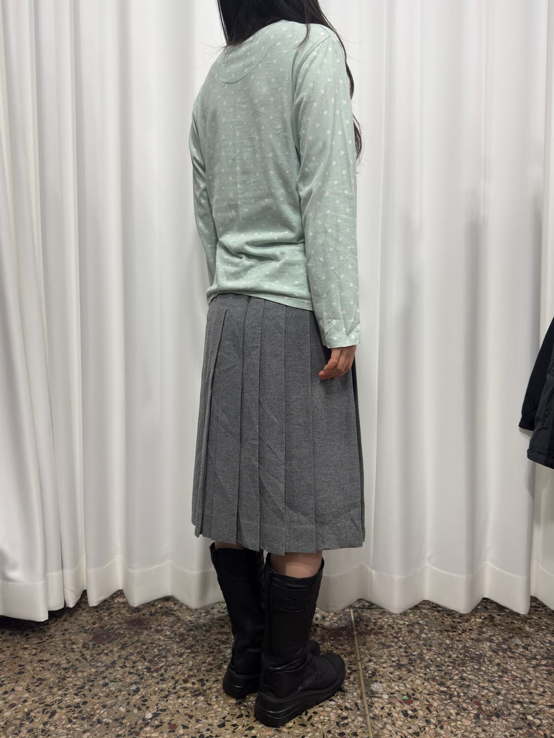 oxford gray wool pleats skirt 상품이미지5