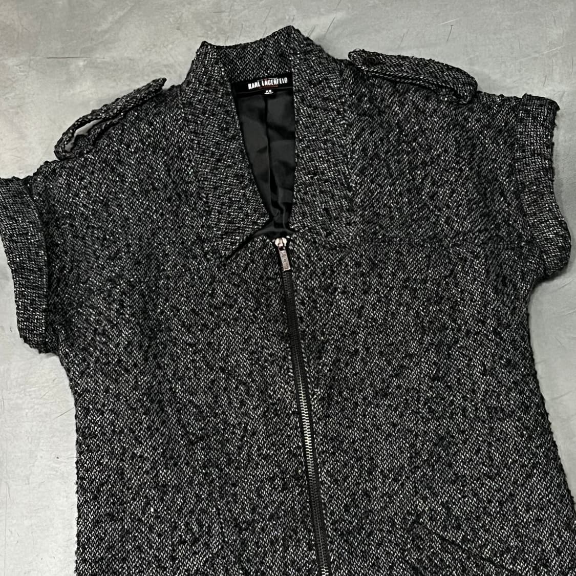  칼라거펠트 스팽글 트위드 집업 자켓 y14873 상품이미지3