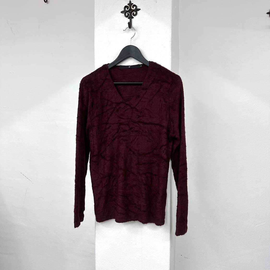 No id burgundy v-neck knit 상품이미지4