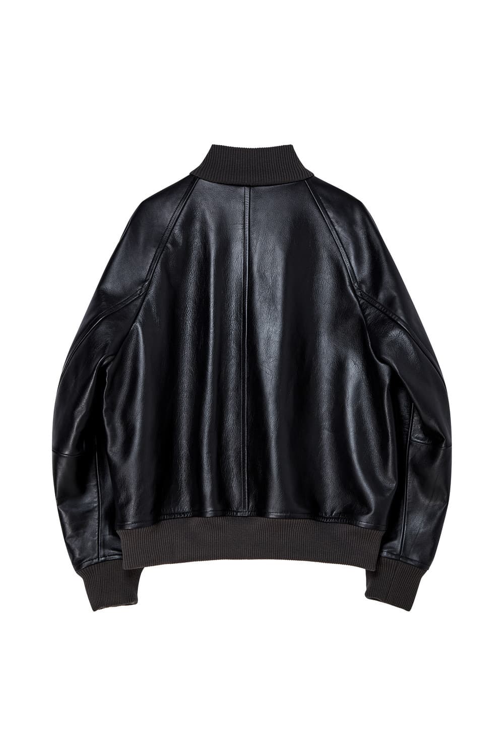 애프터프레이 A-1 레더 블루종 블랙, 주우재 착용 상품이미지3