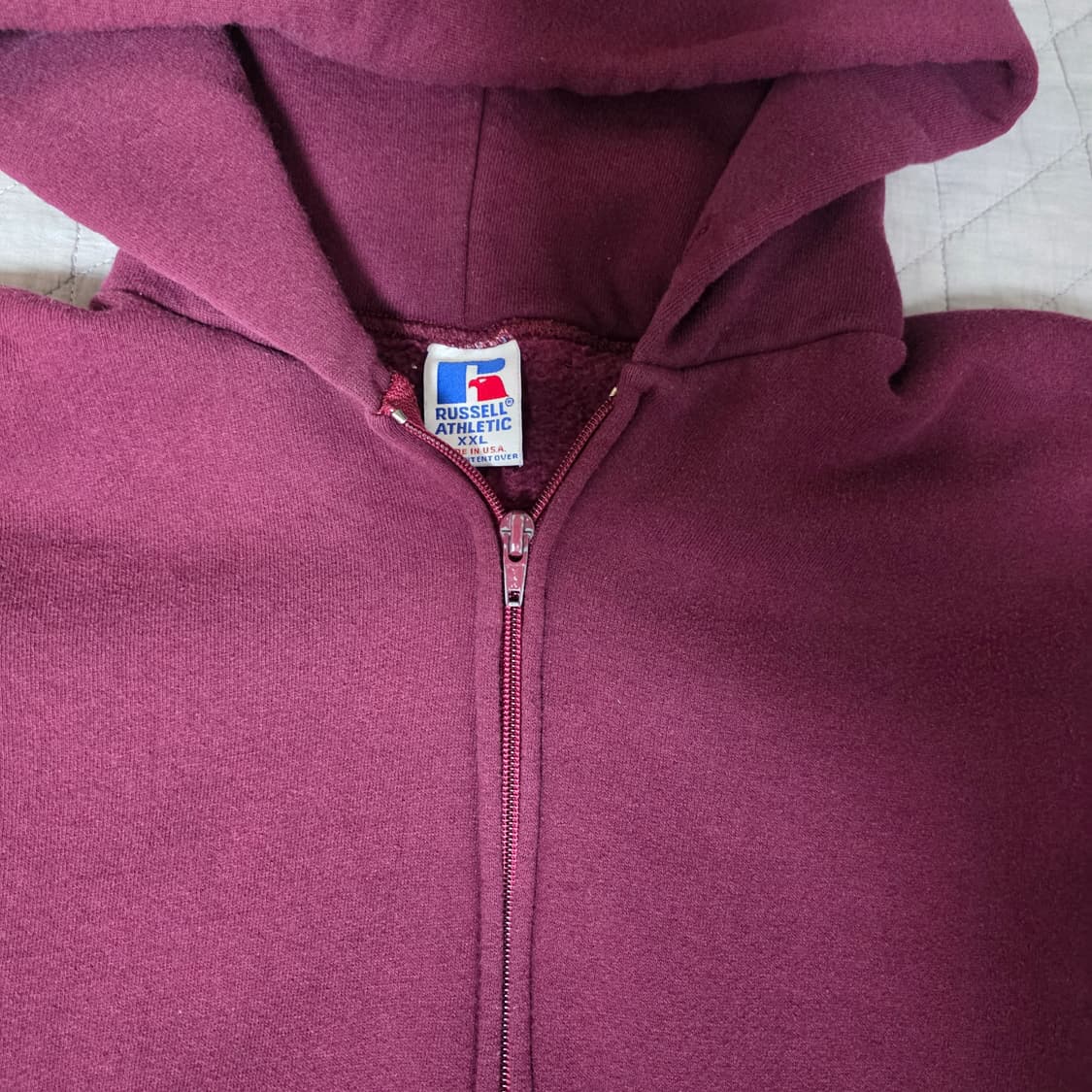 [XXL] 90s USA 빈티지 러셀 후드 집업 페이디드 버건디/퍼플 상품이미지3