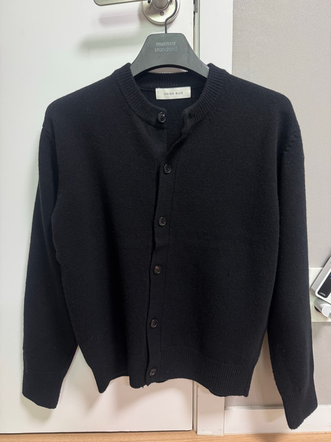 유니온블루 크롭 라운드 가디건 블랙 m 95 상품이미지3