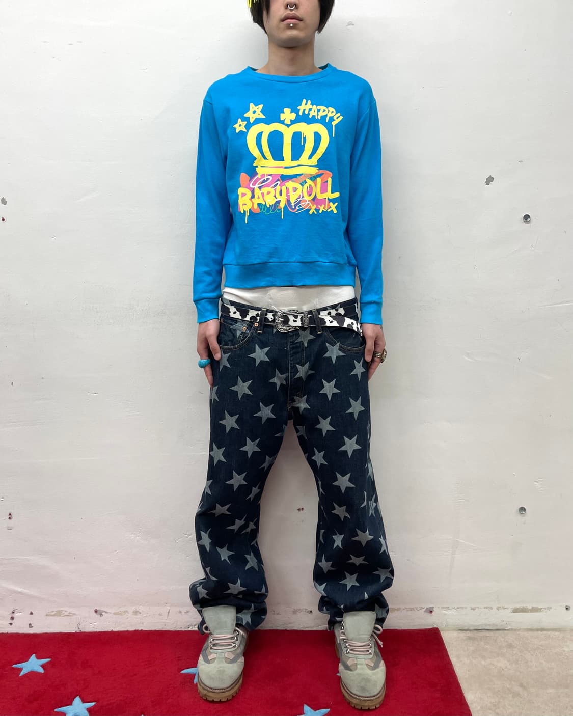 Baby Doll Crown Happy Blue Sweatshirt 상품이미지3