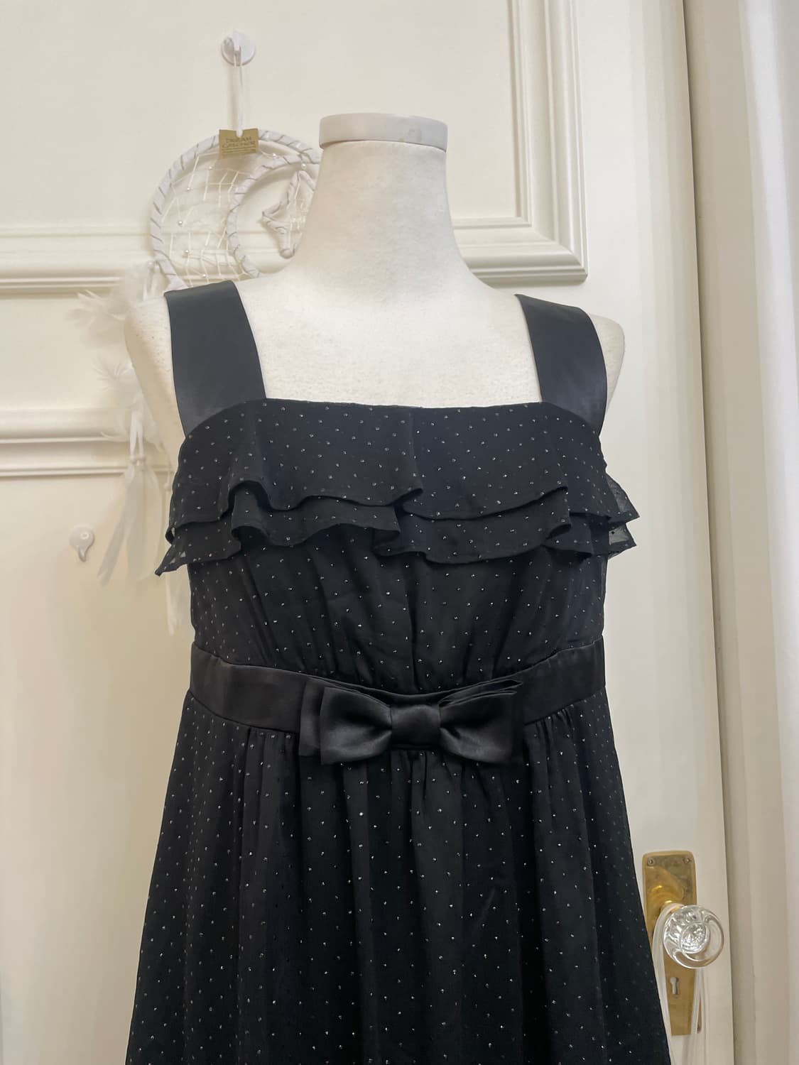 black twinkle dot ruffle bow cute opc 상품이미지5
