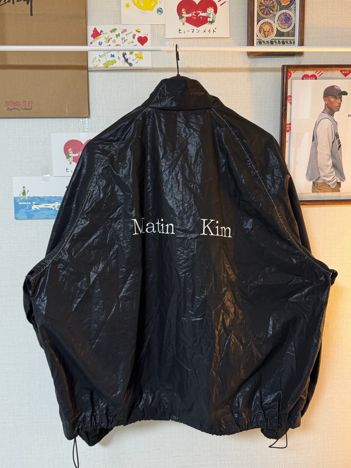 (F) 마뗑킴 로고 코팅 점퍼 바람막이 블랙 상품이미지1