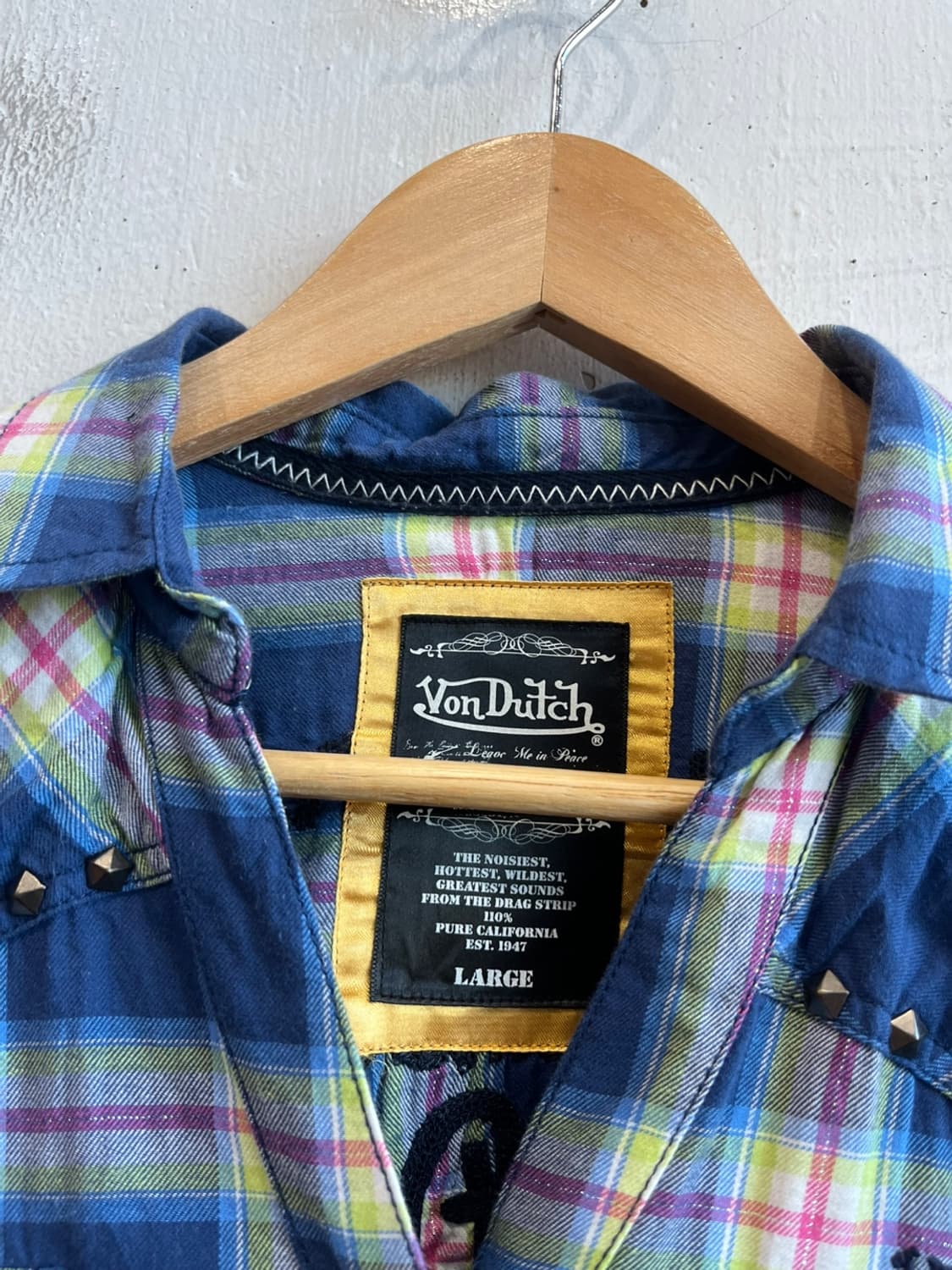 본더치 오픈카라 스터드 체크 반팔 셔츠 상품이미지5