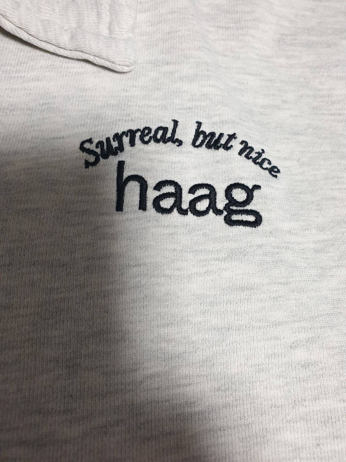 (품절) Haag 헤이그 자수로고 코튼 테리 오픈카라 셔츠 오트밀(F) 상품이미지2