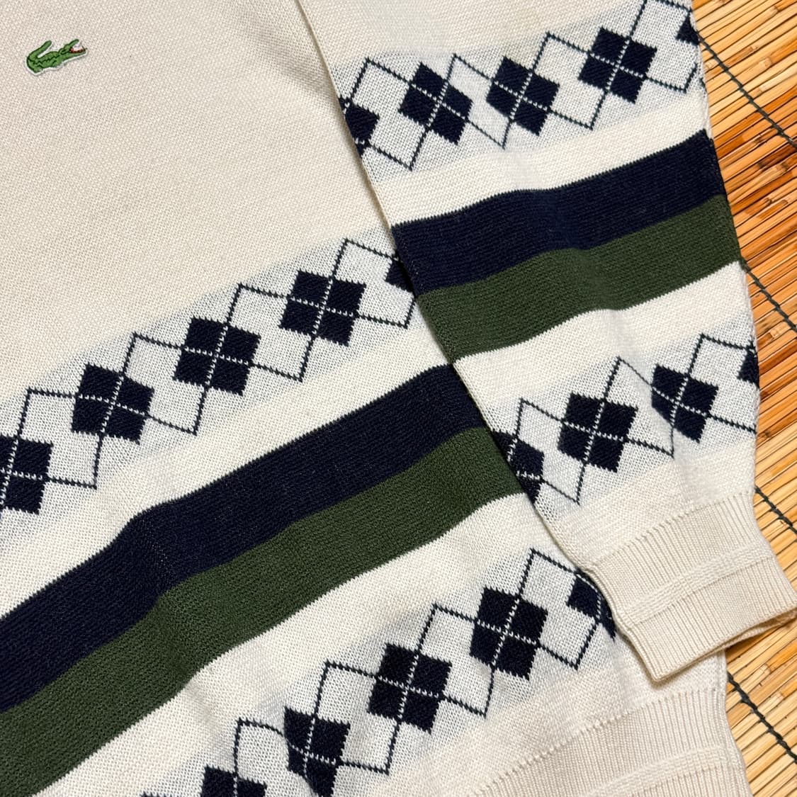 90년대 라코스테 아이보리 아가일 패턴 스페인제 니트 L 상품이미지4