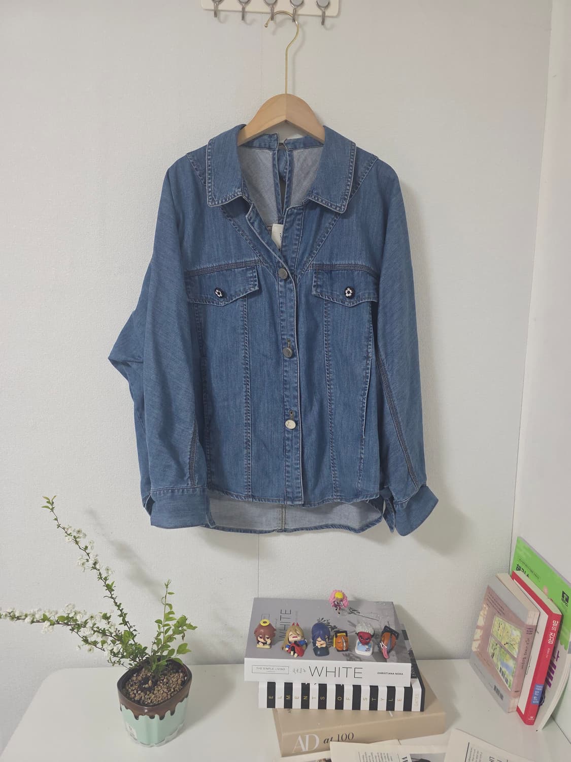 한섬 오즈세컨 데님 자수 셔츠 자켓 청남방 55-66 상품이미지1
