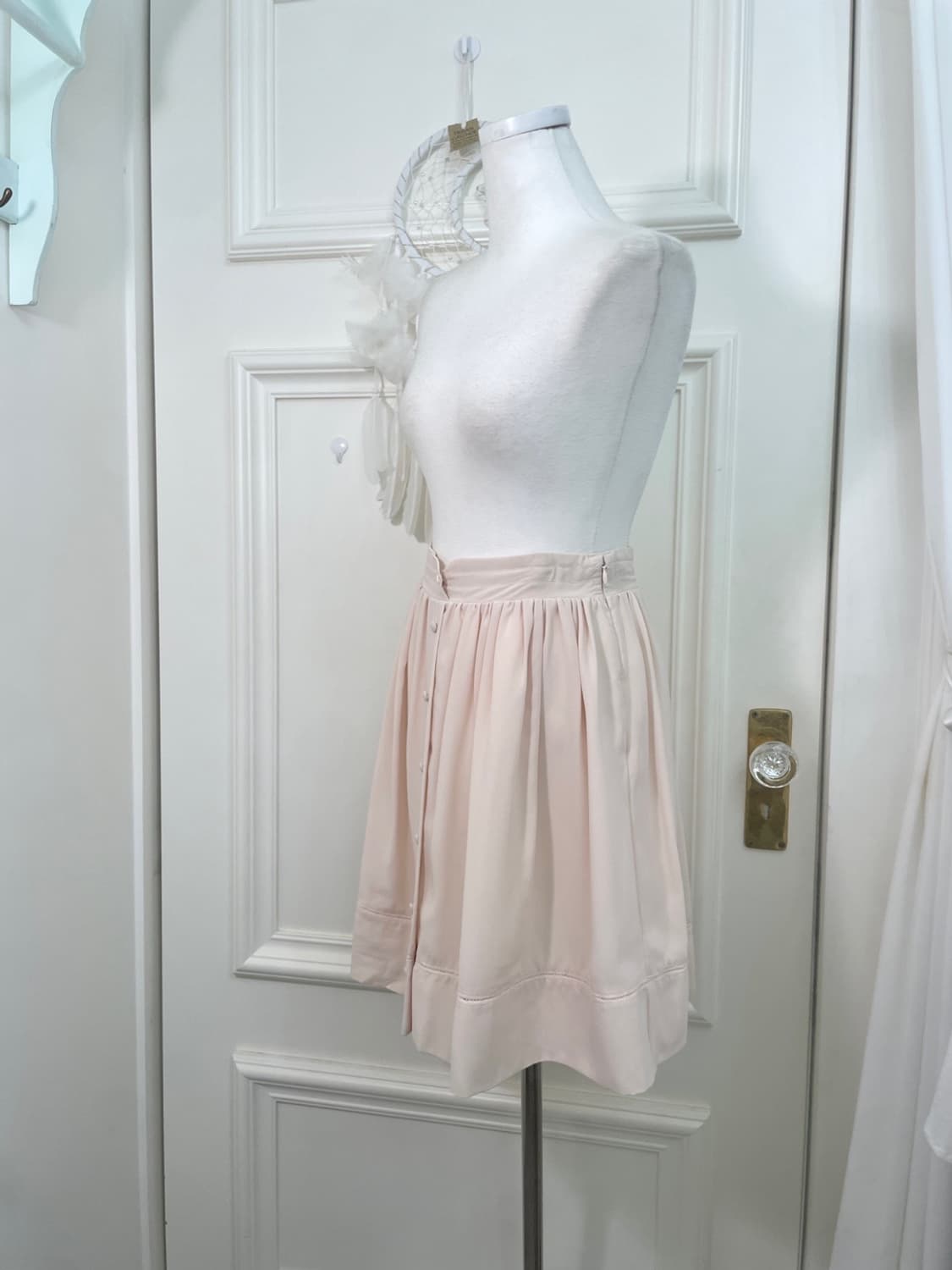 sheer coral shirring button midi skirt 상품이미지2